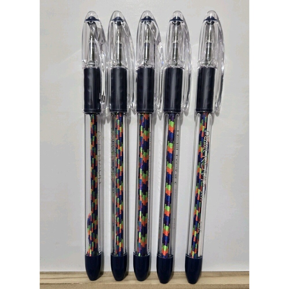 Decorated Pentel RSVP Ballpoint Pen Fine Line 0.7mm Blue Ink Neo Rainbow